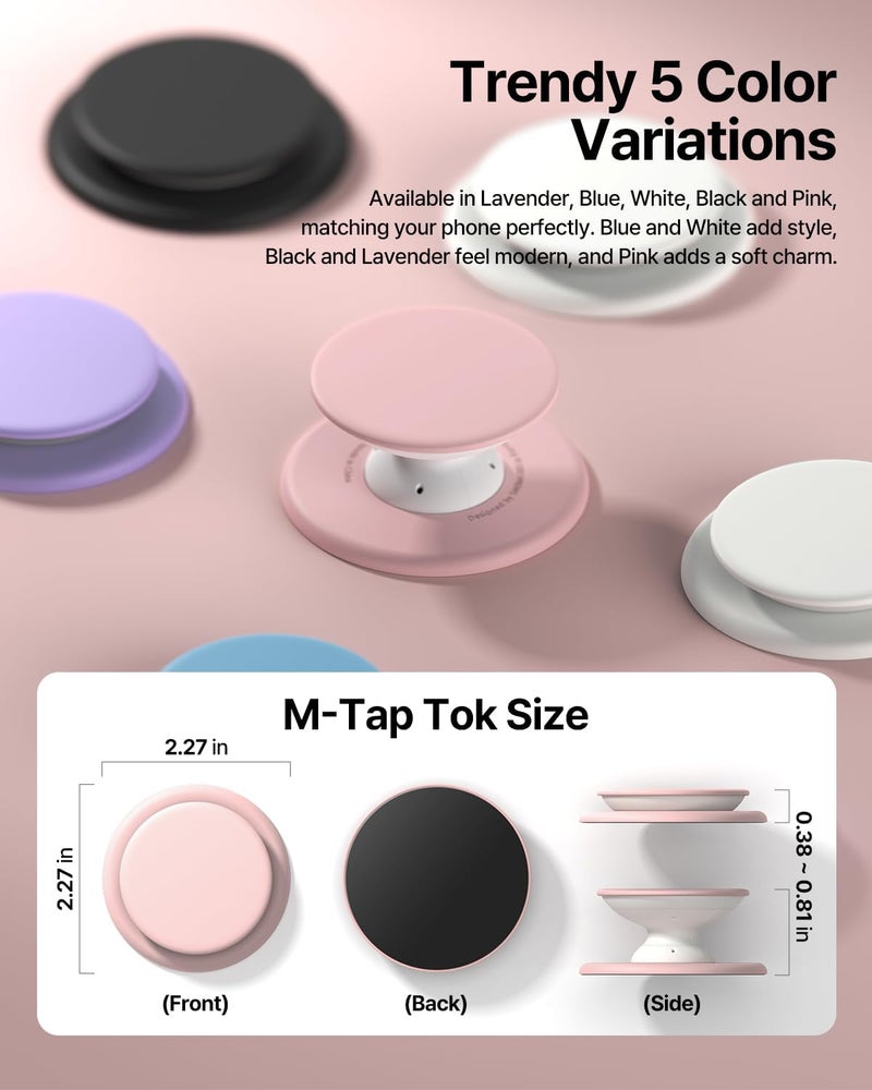 Sinjimoru for MagSafe Phone Grip, Soft Silicone Magnetic Finger Grip for iPhone 17/16/15/14/13, Comfortable One-Touch Holding, M-Tap Tok Pink - Image 4